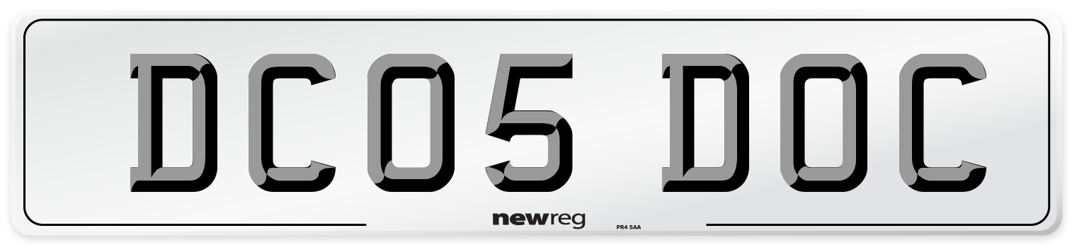 DC05 DOC Number Plate from New Reg